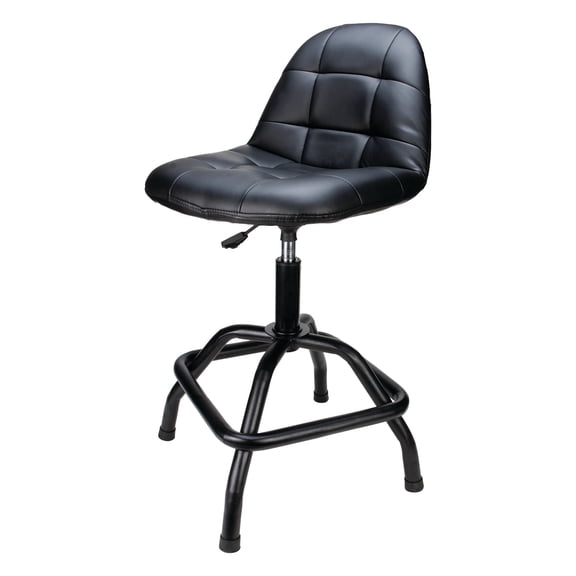 Performance Tool W85031 High Back Pneumatic Adjustable Swivel Bar Stool with Back Support - 25-31 In. Height, for Home, Bar, and Shop, Black