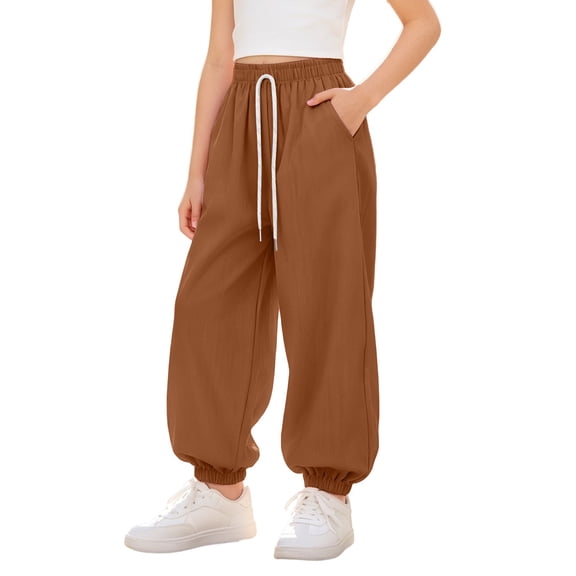 TIREOW Girls Boys Wide Leg Sweatpants Solid Color Elastic Waist Baggy Sweat Pants Kids Fashion Lightweight Casual Loose Fit Jogger Pants