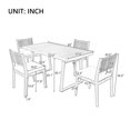 thumbnail image 3 of 5-Piece Outdoor Dining Table and Chair Set, Multi-Person Wooden Patio Furniture Dining Table Set, Patio Conversation Set with 4 Dining Chairs of Thick Cushions, for Balcony/Vourtyard/Garden, 3 of 9