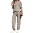 thumbnail image 4 of UVN Two Piece Sets for Women Casual Outfits Sets Textured Long Sleeve Shirts and Long Pants Lounge Set Fall Pajama Sets with Pockets, 4 of 9