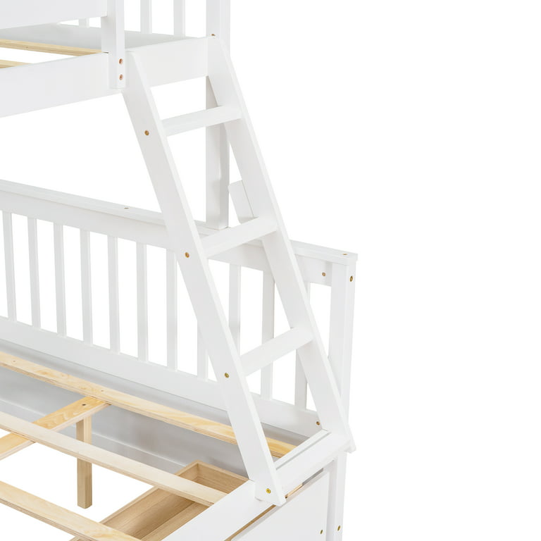 Kids Twin Over Full Bunk Beds, Solid Wood Bunk Beds With Ladder And Safety  Rail, Bunk Beds With Drawers, Bunk Beds For Boys Girls, Bunk Bed For Kids,  Guest Room, Bedroom, White,