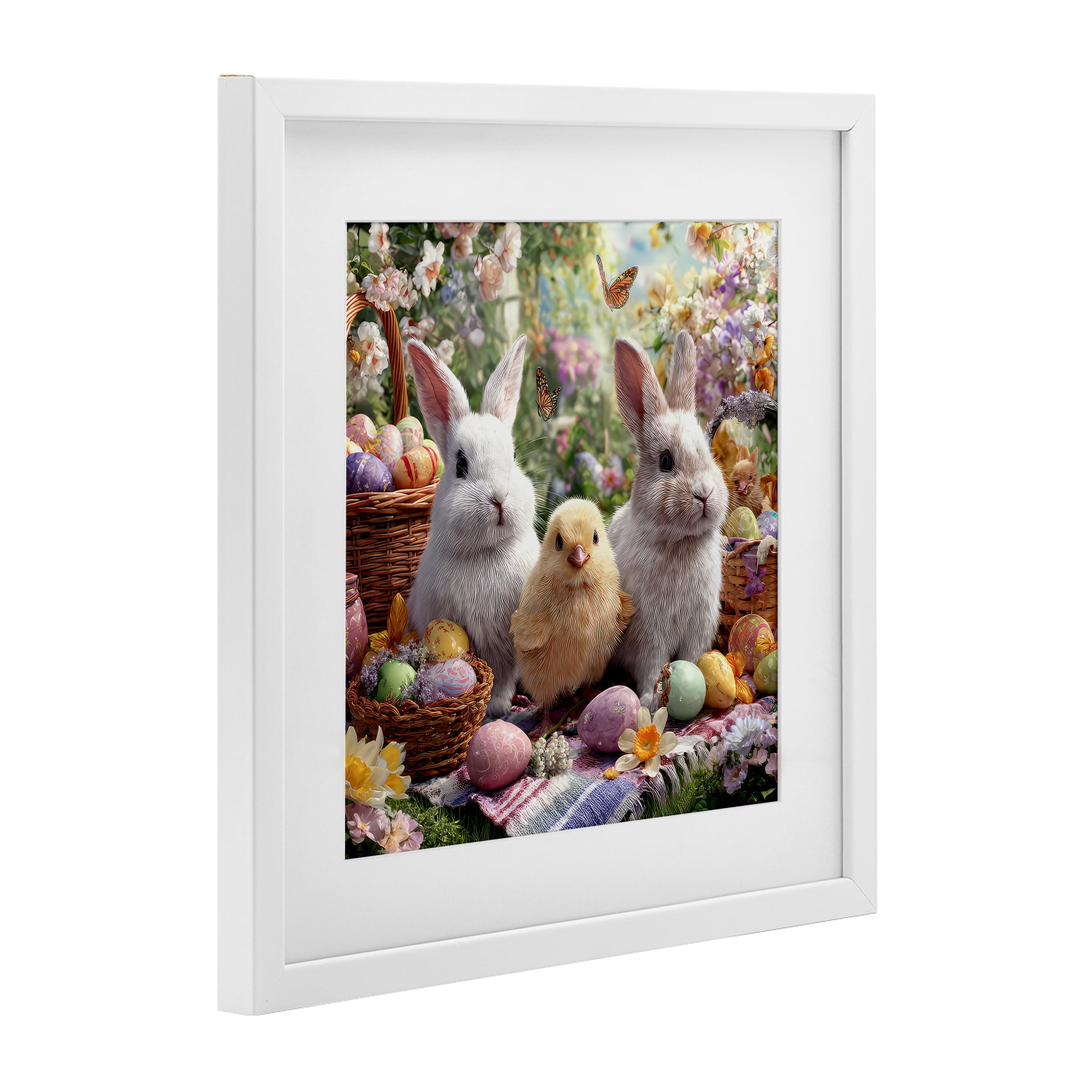 Stupell Industries Easter Animals & Eggs White Framed Print Under Glass, design by The Wands Want