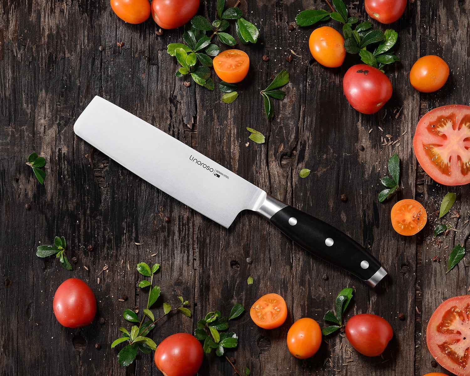 Linoroso 7 inch Nakiri Knife Vegetable Cleaver Kitchen Knife, German High Carbon Stainless Steel