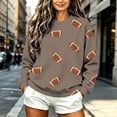 thumbnail image 4 of Sweatshirts for Women Long Sleeve Round Neck Ladies Rugby Print Casual Home Pullover Sweater, 4 of 7