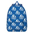 thumbnail image 1 of Helm Rudder Mast Sail Coast Travel Backpack – Lightweight Canvas Bookbag with Nautical Marine Pattern, Comfortable Carrying, Anti-theft Features for Students, Travelers, and Beach Trips, 1 of 5