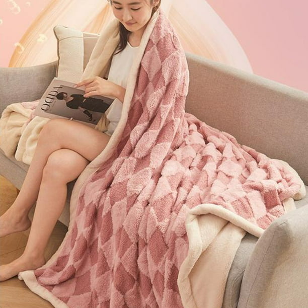 Styesk Multifunctional Cover Blanket Napping Blanket Flannel Gift Small Blanket Napping Blanket Coral Color Flannel Blanket Pink