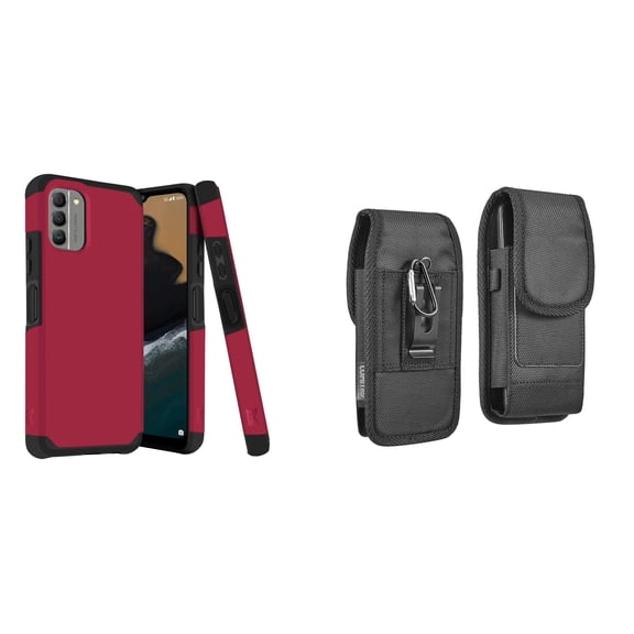 MK Armor Case for Nokia G400 5G and Vertical Nylon Belt Holster Pouch - Magenta