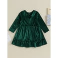 thumbnail image 4 of Wassery Toddler Girls Christmas Princess Dress Clothes 9M 12M 18M 24M 2T 3T 4T Kids Girls Long Sleeve Velvet A-line Dress Fall Christmas Themed Clothing for Baby Girls, 4 of 9