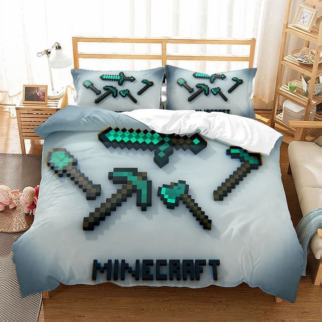 siniker Bedding Set Kids Quilt Cover 3D Cartoon Playing Bed Cover Set with Pillowcase and Zipper Closure