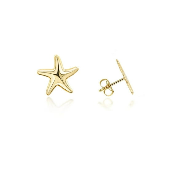 Yellow Gold Sea Starfish Stud Earrings (14K)