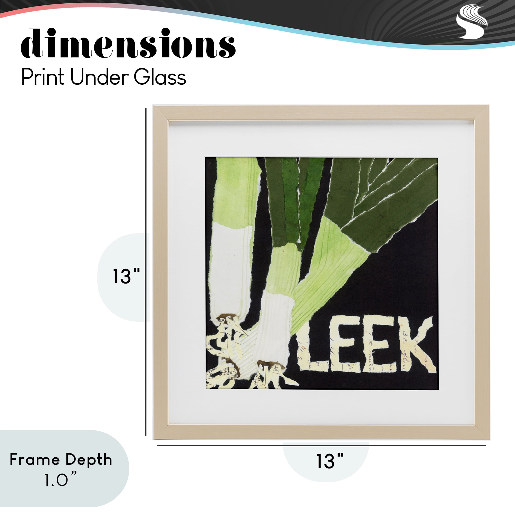 Stupell Industries Collaged Leek Vegetable Birch Framed Print Under Glass, design by Nancy Overton