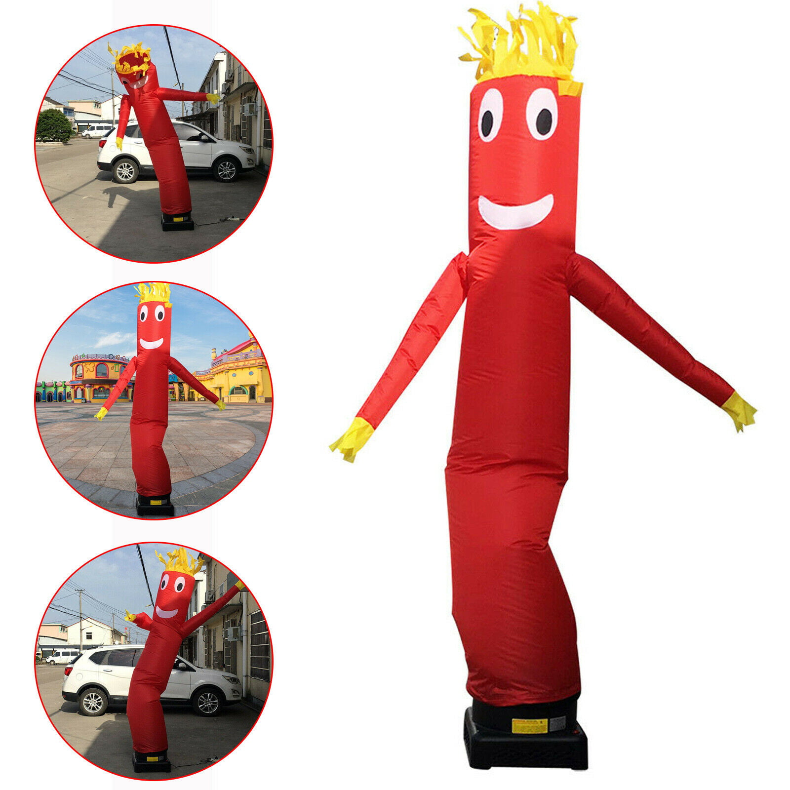 MOUNTO 10ft Inflatable Dancer Waving Tube Man Puppet for Store Sign RED White Blue