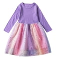 thumbnail image 4 of BJUTIR Summer Dresses For Girls Size 5-6 Y Girl Long Sleeve Casual Dress Soft Daily Wear Comfortable Kids Dress For School And Play Purple Sundress, 4 of 4