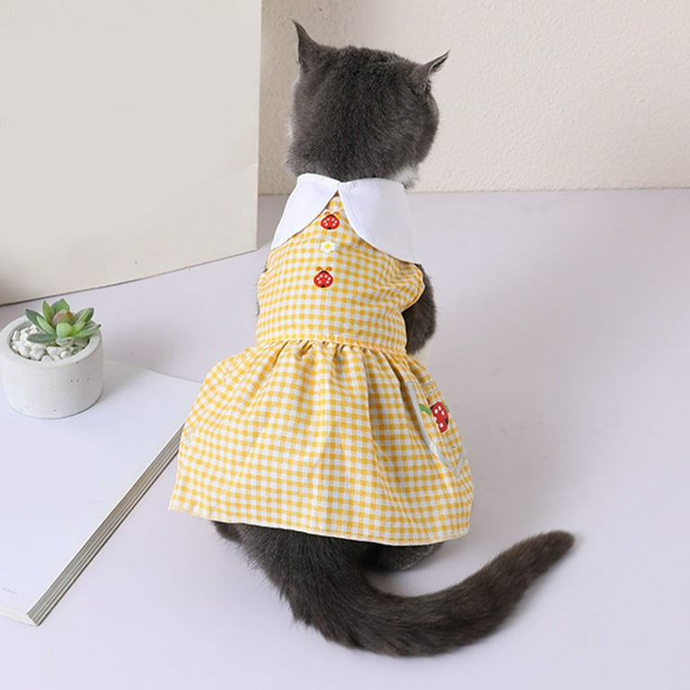 Cat Clothes Lapel Neck Fashion Pet Princess Skirt Puppy Party Dress Up  Plaid Skirt Summer Dog Dress Pet Clothing for Cats Dog Girls - Walmart.com