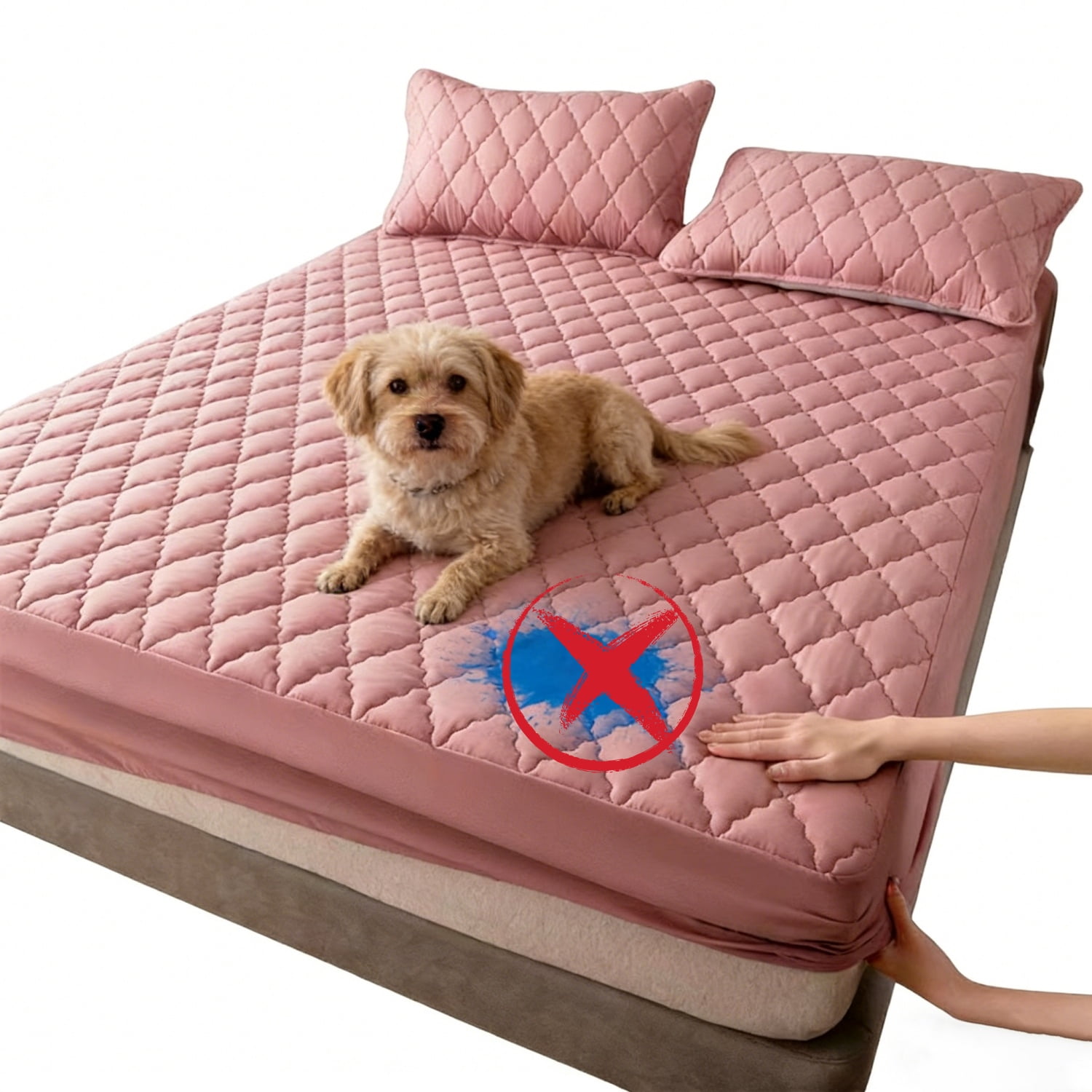 Quilted Fitted Mattress Pad Cover, 100% Waterproof Mattress Protector, Deep Pocket, Breathable & Noiseless, Soft and Comfortable