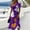 Dark Purple, variant on Womens Halloween Dress Witch Hat Short Sleeve Skeleton Funny Wedding Guest Dress Pumpkin V Neck Cute Wrap Dresses L