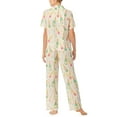 thumbnail image 3 of Argulvti Women's Polyester Lounge Set, Loose Lapel Neck Button Down Short Sleeve Tops + Elastic Waist Pants Pajama Set, 3 of 6