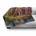 thumbnail image 3 of Flower Soft Flannel Fleece Throw Blanket, Autumn Trees Along Lake Fall in Jungle Natural Paradise Best Places in Earth, Cozy Plush for Indoor and Outdoor Use, 50" x 60", Grink Purple, by Ambesonne, 3 of 6
