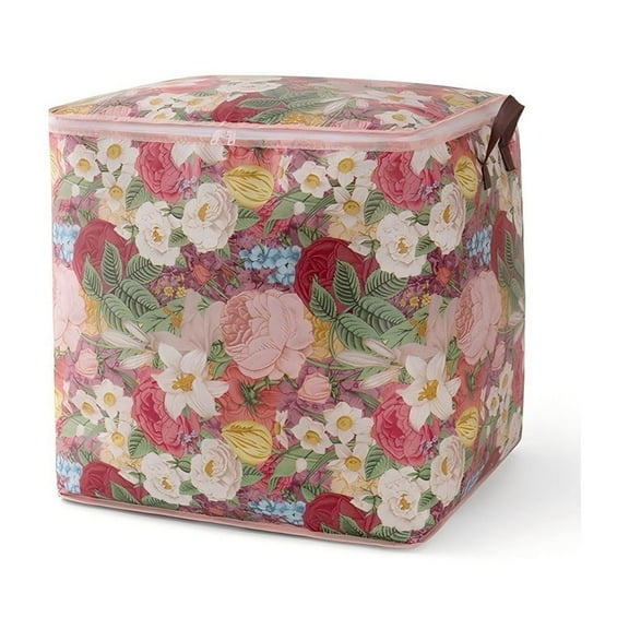 Kannior Storage Chests Boxes Flower Printed Storage Bag Thickened Waterproof Moisture Proof Double Zipper Organizer for Clothes, Quilts
