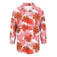 thumbnail image 4 of Camisas de cuello de la tripulación de manga corta para las mujeres hawaiana impreso cuello acampanado blusa casual suave verano playa top, 4 of 6