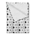thumbnail image 2 of Modern Soft Flannel Fleece Blanket, Ocean Sea Life Fish Geometric Shapes Stripes Contemporary Artwork Image Print, Cozy Plush for Indoor and Outdoor Use, 50" x 60", Black and White, by Ambesonne, 2 of 5