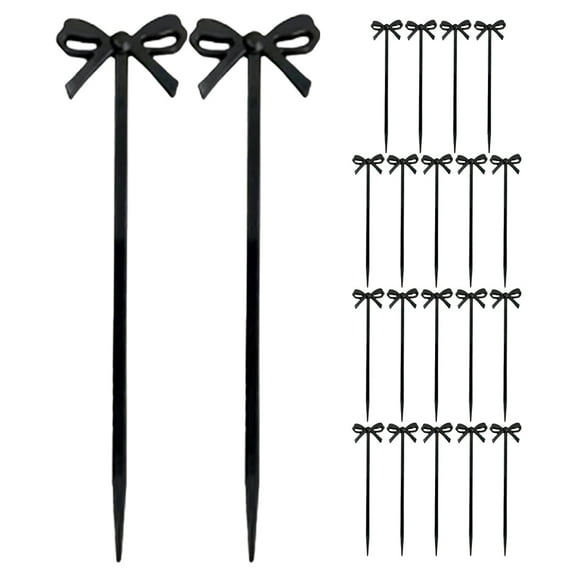WHAMVOX 20pcs Black BowShaped Cocktail Toothpicks for Parties Made of Material