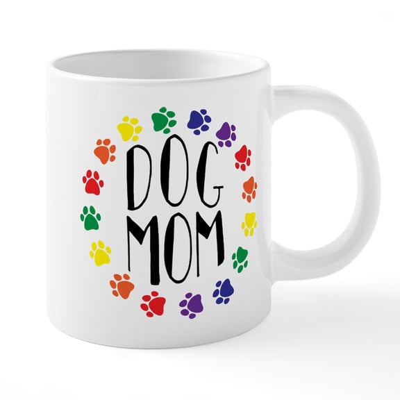 CafePress - Rainbow Dog Mom - 20 Oz White Ceramic Mega Mug
