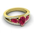 thumbnail image 5 of 2.00 Carat Pear Cut Red Ruby Gemstone & Natural Diamond Sparkle 3-Stone Ring for Women Solid 14K Yellow Gold Size 11.5 by Diamond-Capitals, 5 of 8