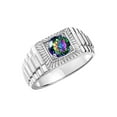 thumbnail image 4 of RYLOS Men's Ring Sterling Silver Ring, 7MM Round Shape Gemstone Designer Style Rings Alexandrite June Birthstone Rings Silver Size 12, 4 of 7