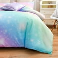 thumbnail image 6 of NTBED Gradient Glitter Bedding Set for Girls Twin Size Colorful Rainbow Galaxy Comforter Set Pink 6Pcs Bed in a Bag, 6 of 7