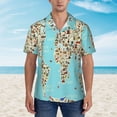 thumbnail image 4 of Haiem World Travel Line Icons Map Printed Hawaiian Shirt for Men - Men’s Casual Beach Summer Shirts - Stretch Fabric with Modern Fit-Small, 4 of 9