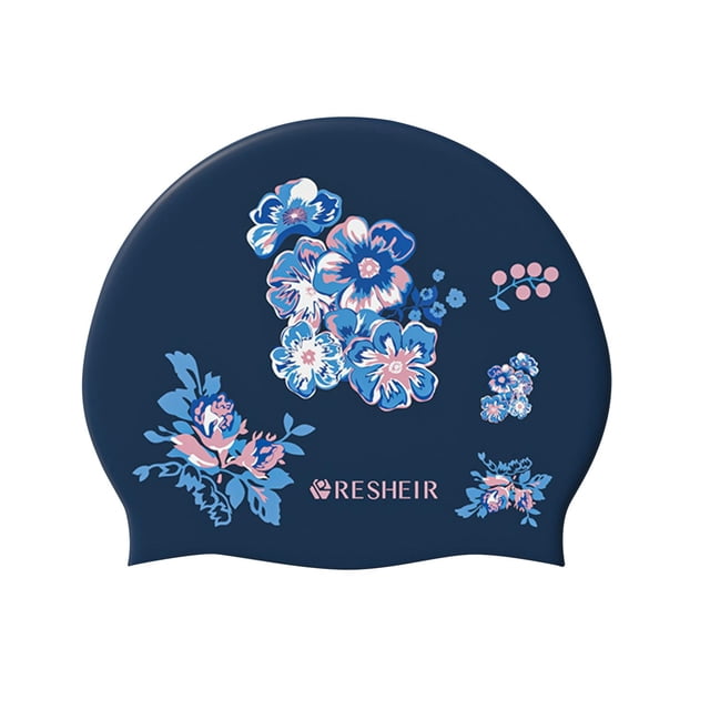 Gorro de baño de silicona gorro de baño sombreros flexibles para mantener el cabello seco sombrero de natación para adultos Azul