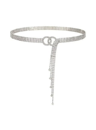 Lovful Rhinestone Chain Belts for Women,Double Row Crystal