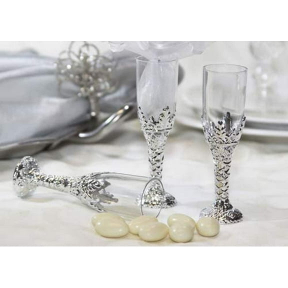 4.25 Inch Mini Plastic Champagne Cup Silver (12 Pieces)