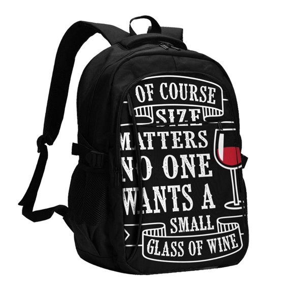 Sikiie Wine Funny Print USB Travel Backpack, Multi-pocket Laptop Bag with USB Charging Port, Suitable for School, Work and Outing, Unisex