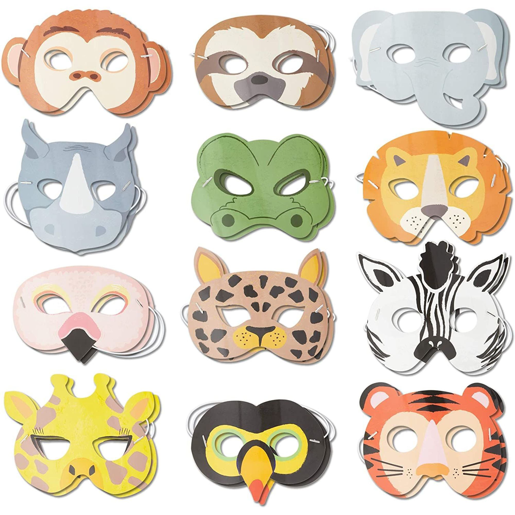 Adorox 24 Assorted Foam Animal Masks for Birthday Party Favors Dress-Up Costume
