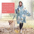 thumbnail image 4 of Lightblue Daisy Flower Green Leaves Pattern Wearable Oversized Blanket,Wearable Blanket Hoodie for Adults,Cozy Hooded Blankets with Super Pockets,Super Warm Fuzzy Pullover for Women & Men, 4 of 6