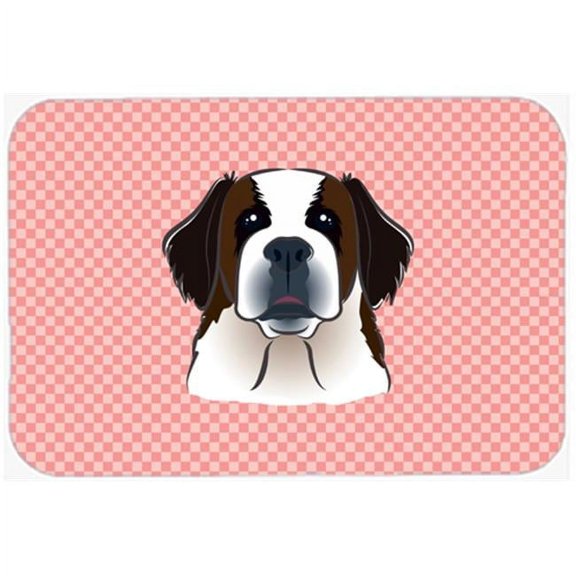 Caroline's Treasures BB1246MP Checkerboard Pink Saint Bernard Mouse Pad, Hot Pad or Trivet, Large, multicolor