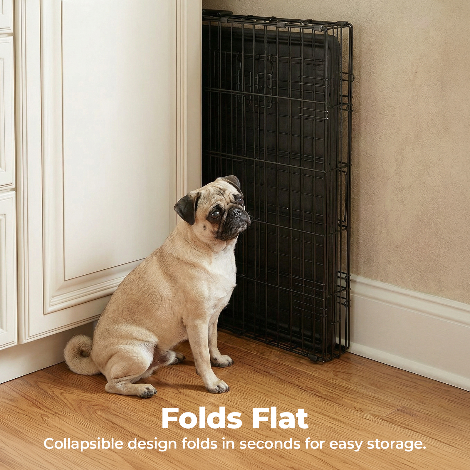 Alvantor Collapsible Metal Dog Crate, 24/30 Inch, Black photo 6