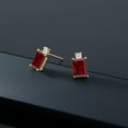 thumbnail image 5 of Gem Stone King 4.07 Ct Emerald Cut Red Garnet White Topaz 10K Yellow Gold Earrings, 5 of 5