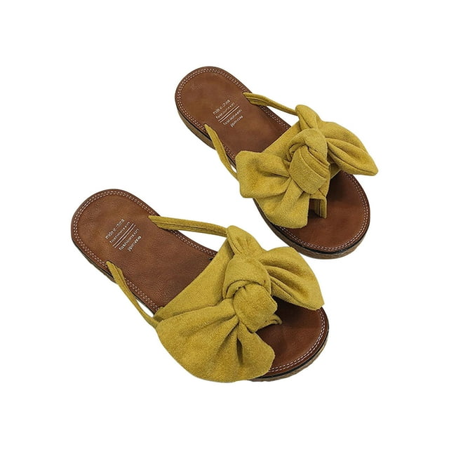 Summer Daily Flip-Flops Leisure Beach Bow Womens Flat Slippers