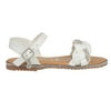 bebe Studded Leatherette Open-Toe Flat Sandals, White (Girls')