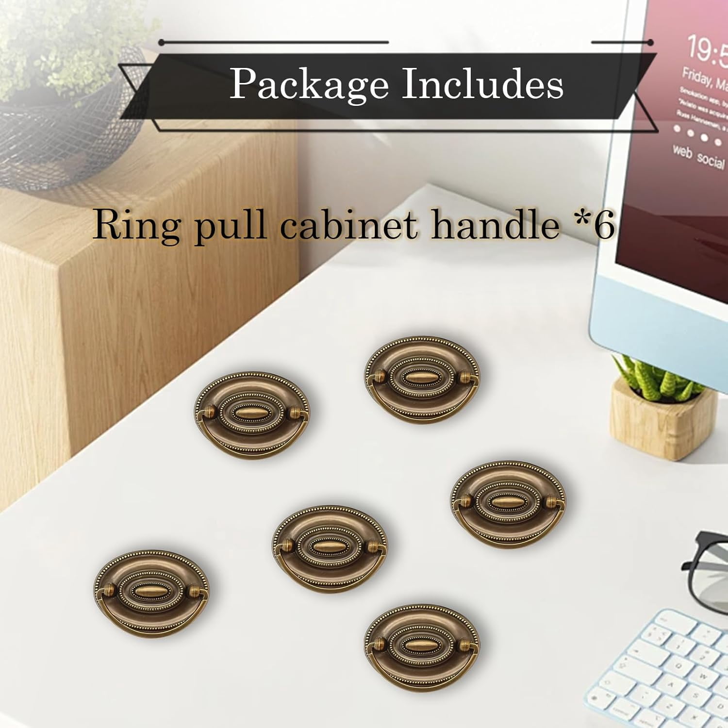 CATPAN 6 Pieces Antique Brass Drawer Pulls - Dresser and Cabinet Knobs, Kitchen Hardware for Cabinets, Handles for Dresser Drawers, Decorative Door Pulls (Antique Brass)