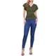 thumbnail image 2 of Blusa Faux Wrap Inspire Chic para Mujer, Blusa Casual de Verano con Cuello en V y Mangas con Volantes, Talla M, Verde Oscuro, 2 of 6