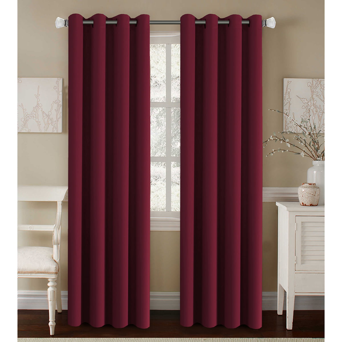 H.VERSAILTEX Thermal Insulated Blackout Ultra Soft Elegant Window Curtains for Bedroom,Christmas Deals Curtain Panels,Antique Grommet-52 inchW by 84 inchL-Burgundy Red