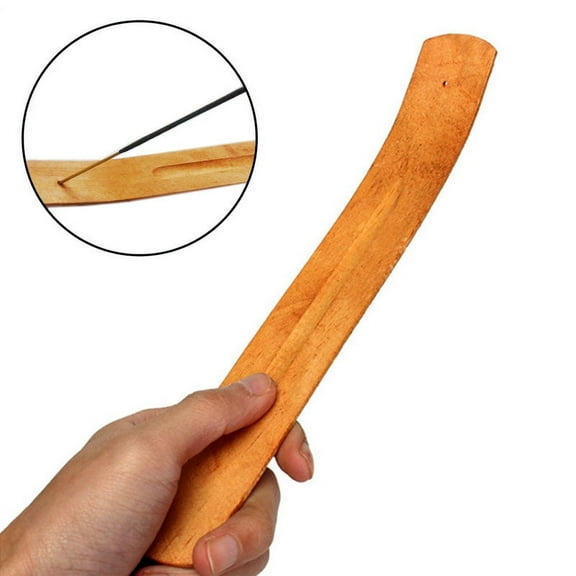 10'' Natural Plain Wood Wooden Incense Stick Ash Catcher Holder Burner Supp P3D7
