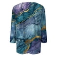 thumbnail image 5 of ZOYXRO Womens Tops 3/4 Sleeve Summer Crew Neck T Shirts Business Casual Elbow Sleeve Marble Print Tops Loose Dressy Casual Clothes Blue XL, 5 of 5