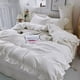 thumbnail image 1 of Juego de cama estilo princesa Ins para mujer, linda niña, color sólido, volantes, funda de edredón, sábana tamaño queen y king, falda de cama, fundas de almohada, 1 of 6