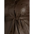 thumbnail image 3 of Time and Tru Women's and Women's Plus Faux Leather Cropped Belted Trench, Sizes XS-3X, 3 of 6