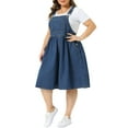 thumbnail image 4 of Agnes Orinda Women's Plus Size Denim Overalls Dress Sleeveless Adjustable Straps Waist Buttons Romper Casual Jumper Jean Midi Dresses 2026 with Pockets 2X Blue, 4 of 6